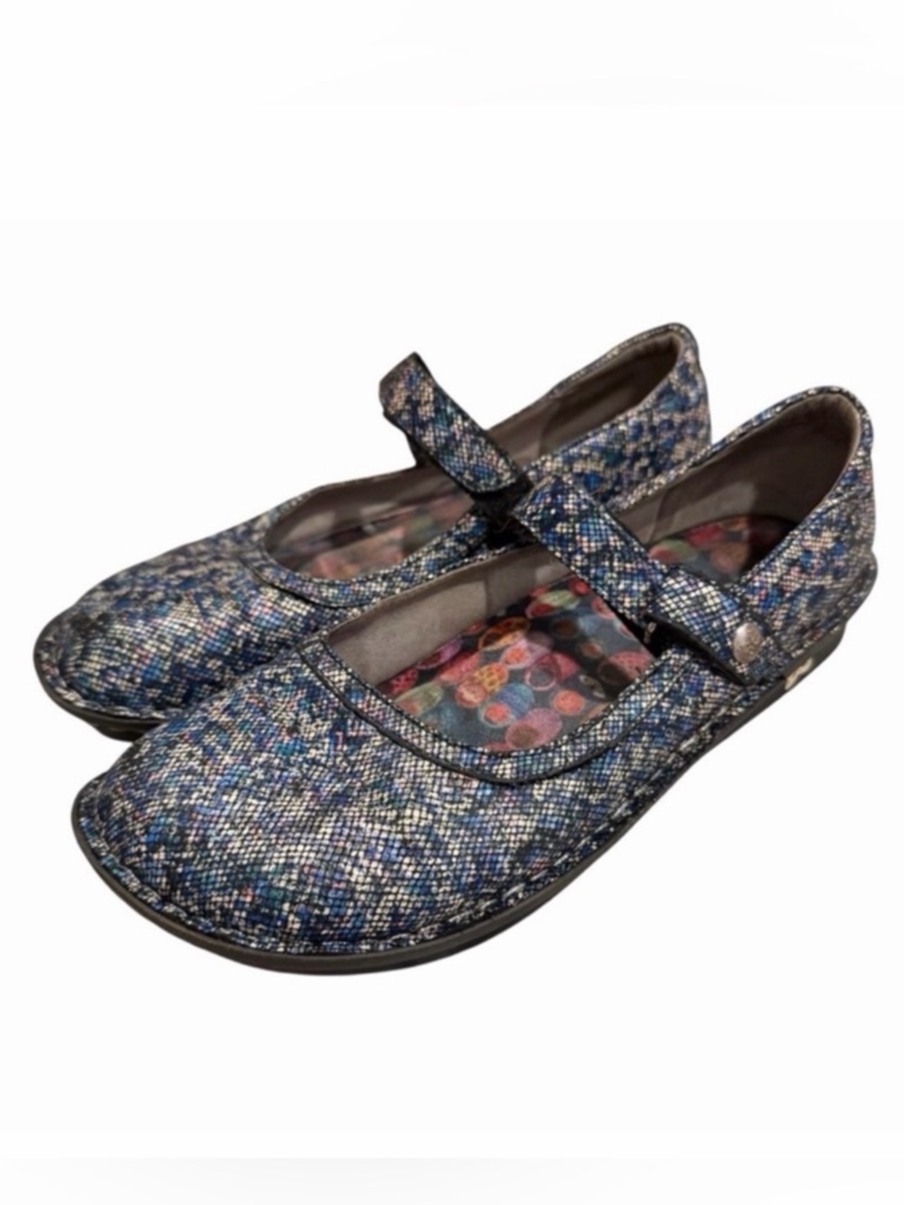Alegria Mary Jane Shoes Multicolor Textured Leather Rocker Sole Womens 9 EU 40